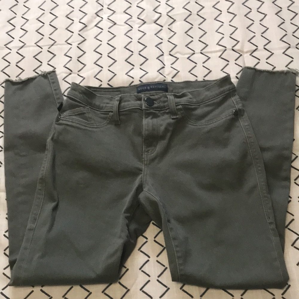 Rock & Republic army green skinny jeans.